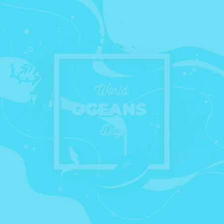 Błękitna kartka z delfinem Światowy Dzień Oceanów